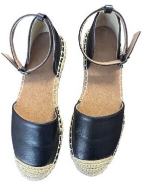 Black Espadrille Flat Ankle-Strap Sandals |6.5|